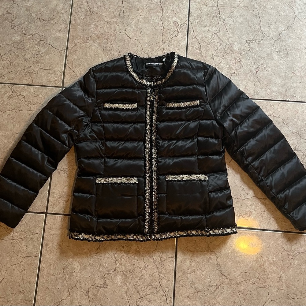 Karl Lagerfeld puffer jacket with wool outline